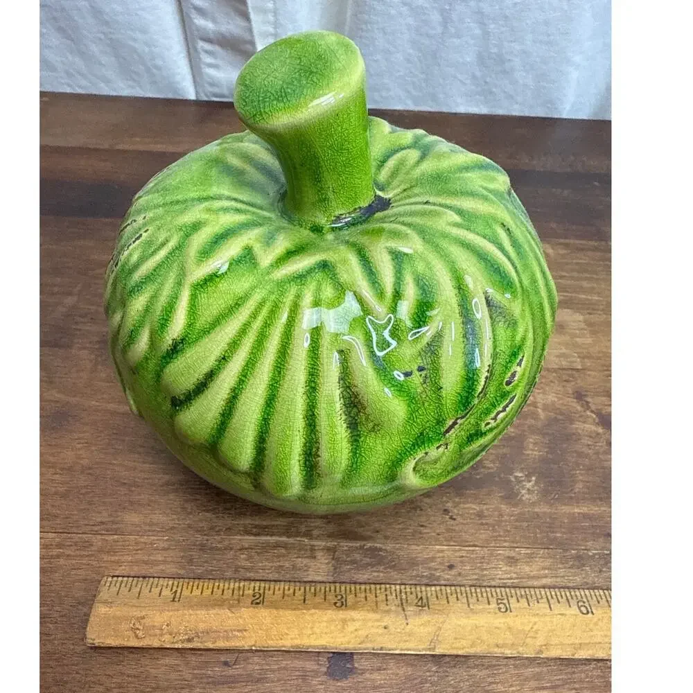 Ceramic Green Decorative Pumpkin Gourd Fall Halloween Home Décor Table Display